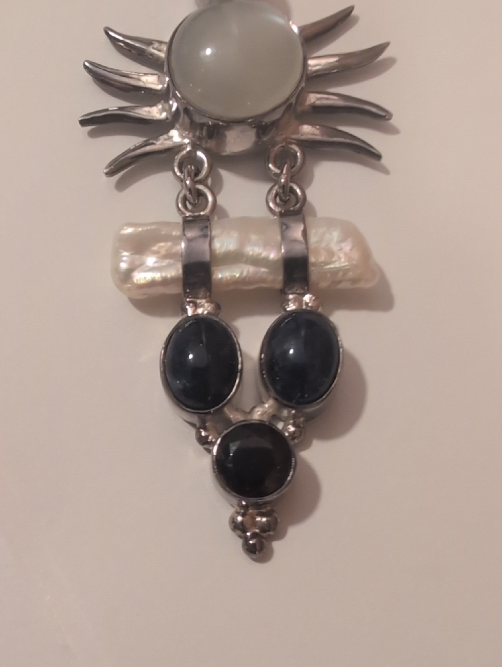 Sterling Silver Celestial Gemstone And Pearl Pendant - Picture 12 of 13